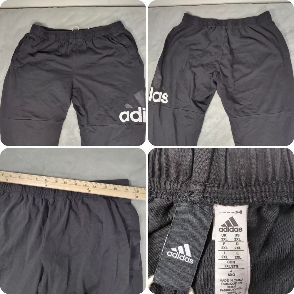 Adidas Track Pants Men XXL Black Elastic Essential Run Jog Active Gym Hike 34x28